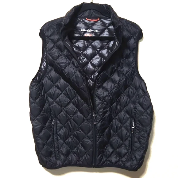 Hawke & Co Down Packable Puffer Zip Up Vest Black & Gray Men's Size Large - Picture 11 of 11